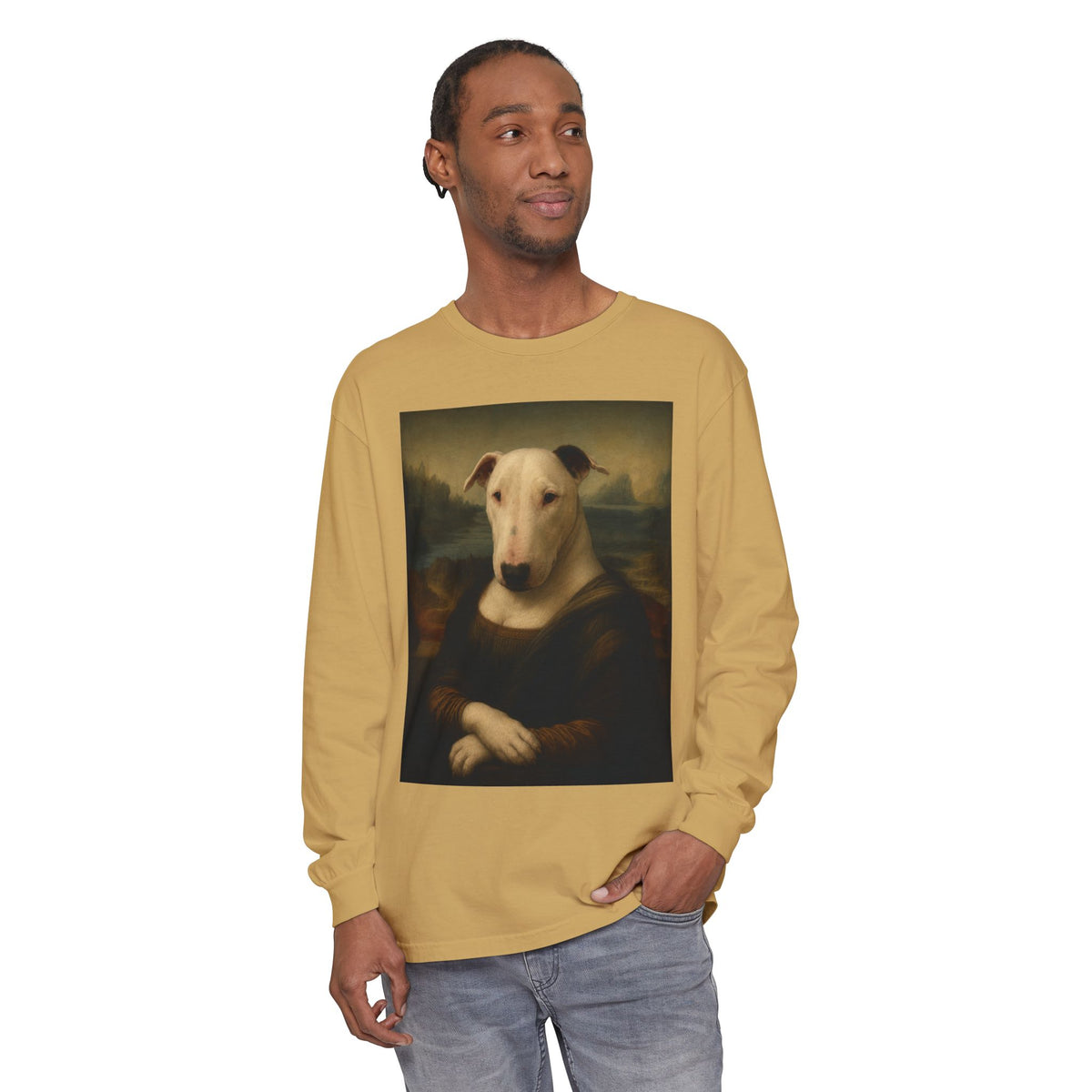 Bull Terrier Mona Lisa — after Leonardo da Vinci, c.1503 | Long Sleeve