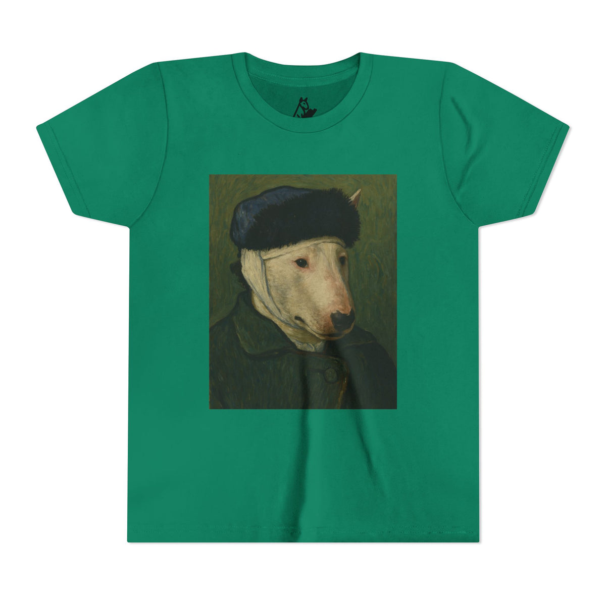 Bull Terrier Self-Portrait with Bandaged Ear — after Vincent van Gogh, 1889 | Youth Tee