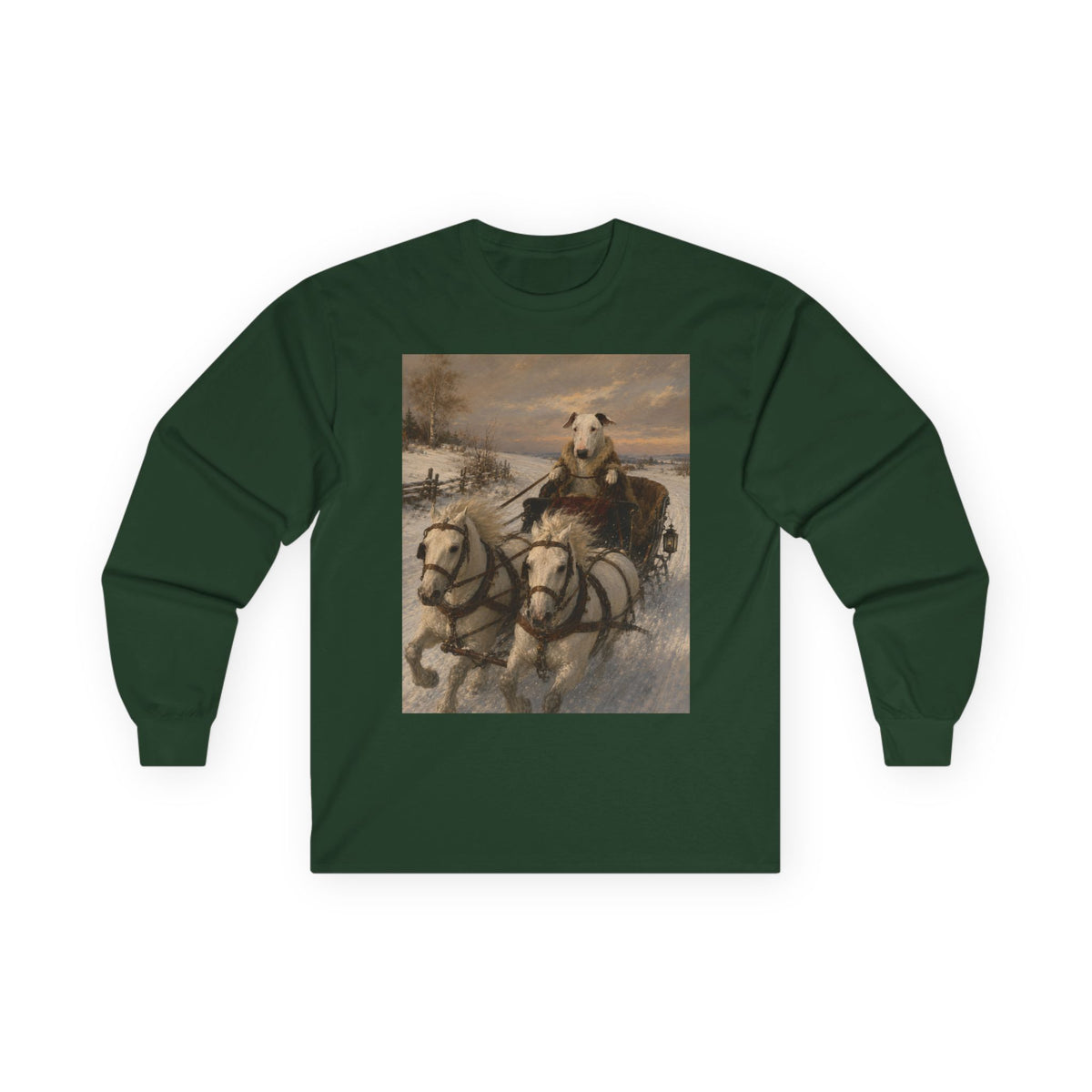 Bull Terrier Sleigh Ride — after Alfred Wierusz-Kowalski, c.1890 | Long Sleeve