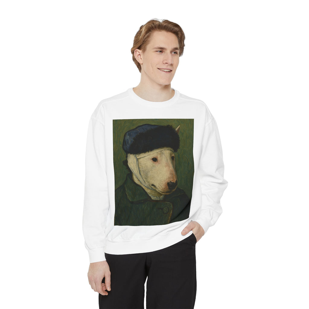 Bull Terrier Self-Portrait with Bandaged Ear — after Vincent van Gogh, 1889 | Crewneck