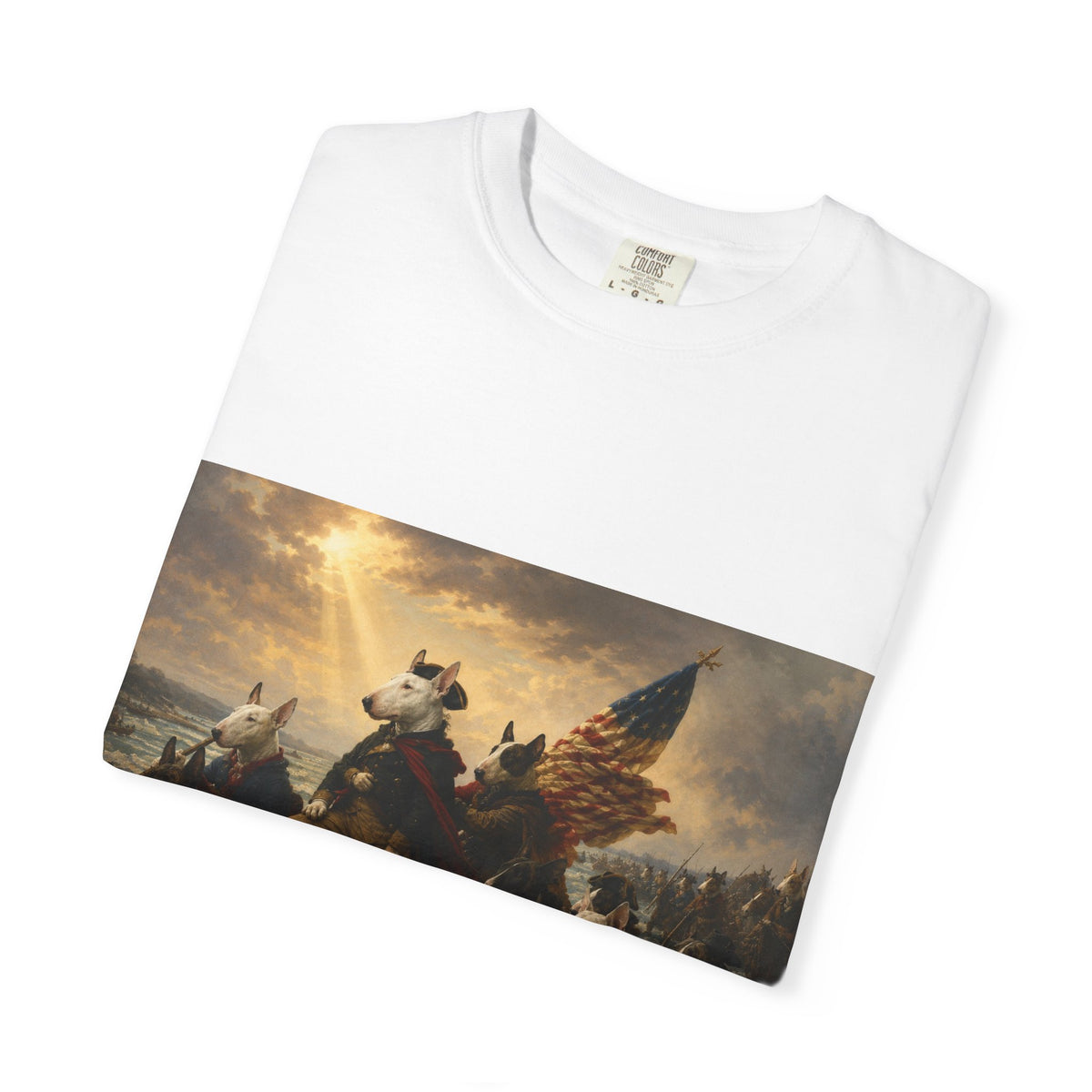 Bull Terrier Washington Crossing the Delaware — after Emanuel Leutze, 1851 | Garment-Dyed Tee