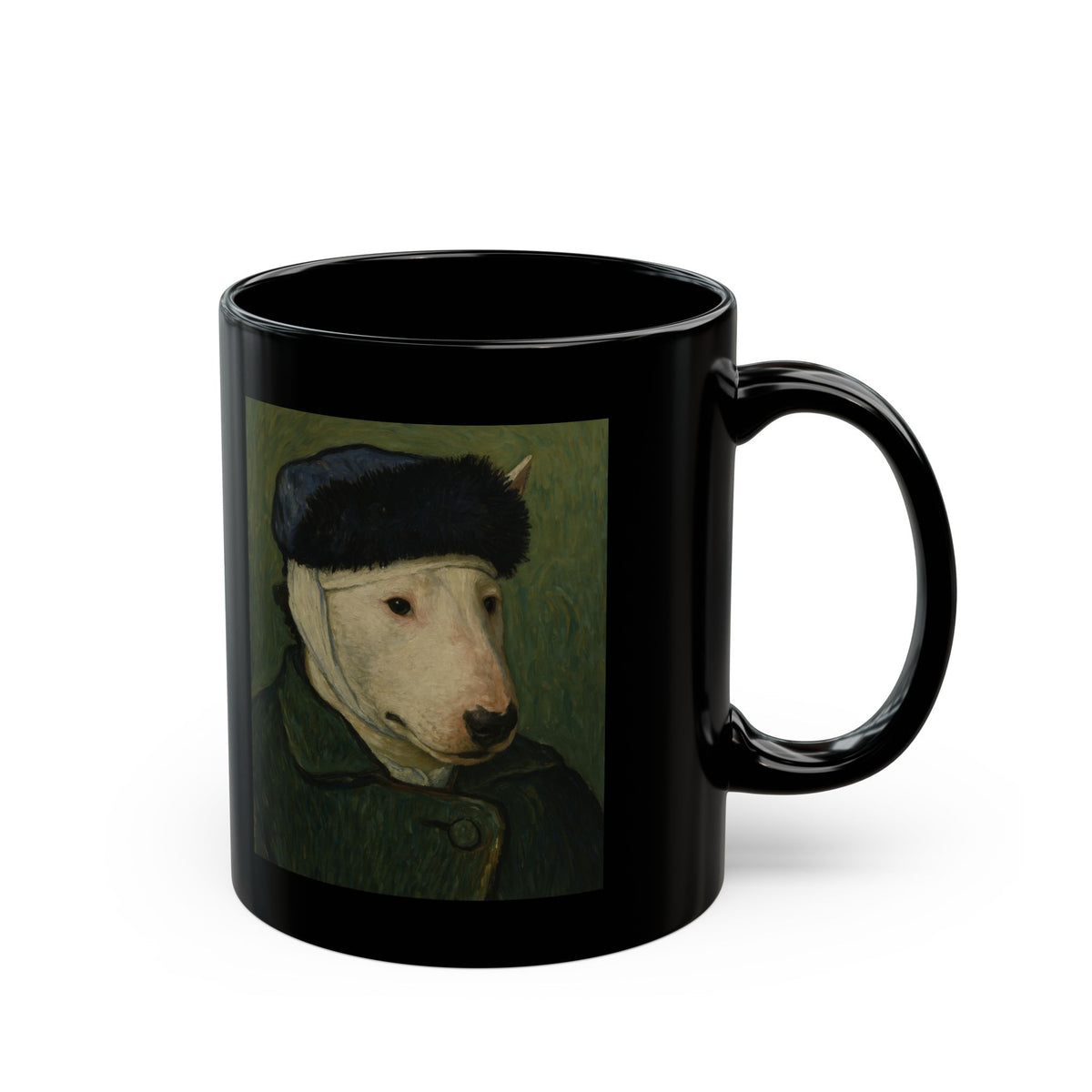 Bull Terrier Self Portrait Bandaged Ear — after Vincent van Gogh, 1889 | Mug (11oz, 15oz)