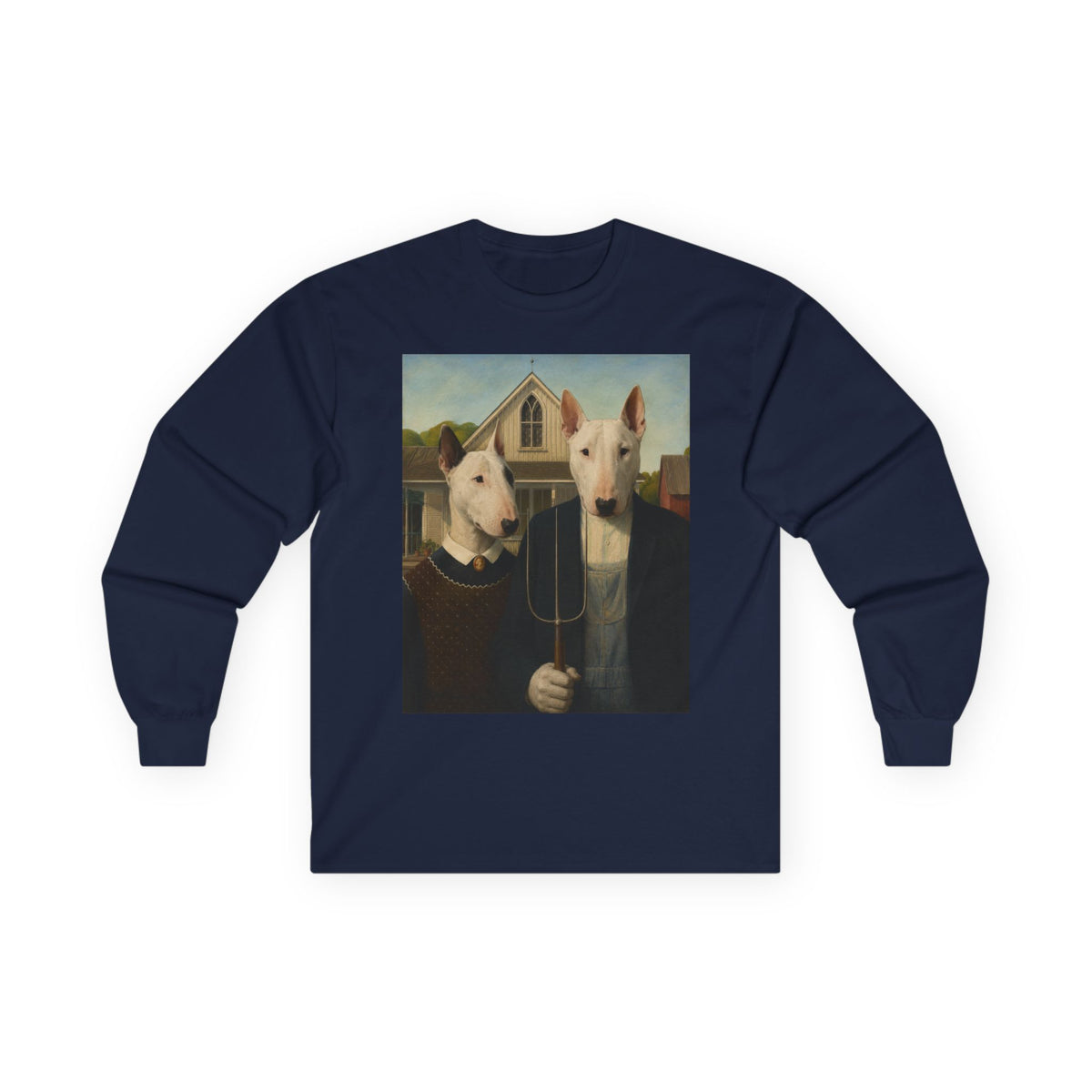 Bull Terrier American Gothic — after Grant Wood, 1930 | Long Sleeve