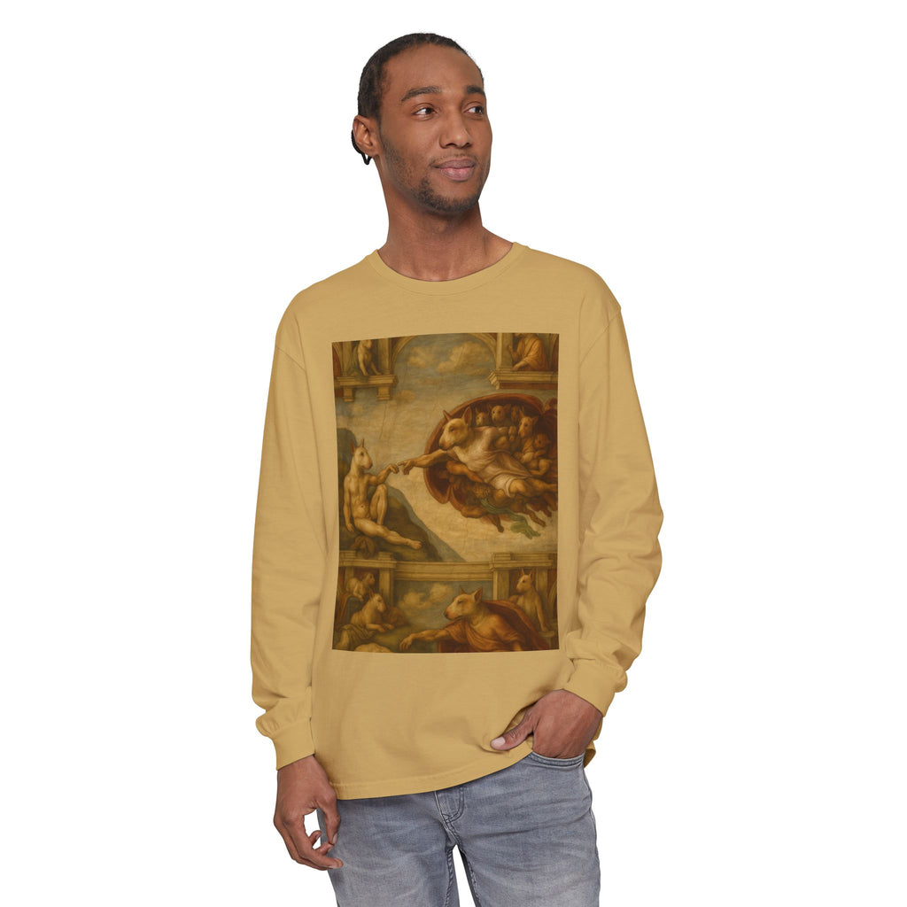 Bull Terrier The Creation of Adam — after Michelangelo, 1512 | Long Sleeve