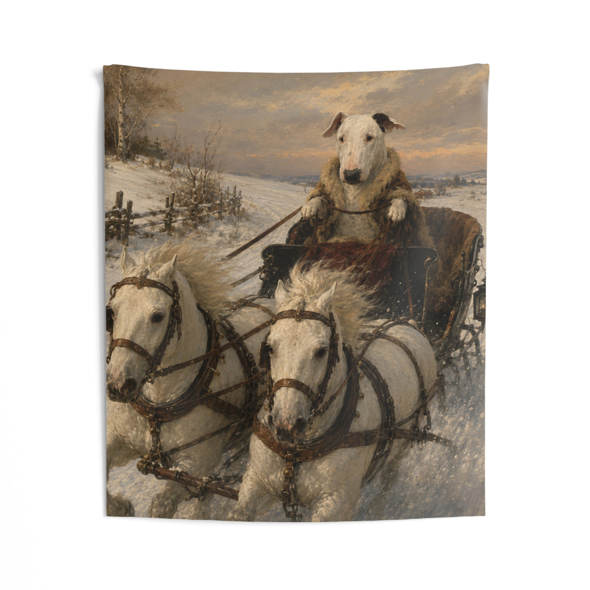 Bull Terrier Sleigh Ride — after Alfred Wierusz-Kowalski, c.1890 | Tapestry
