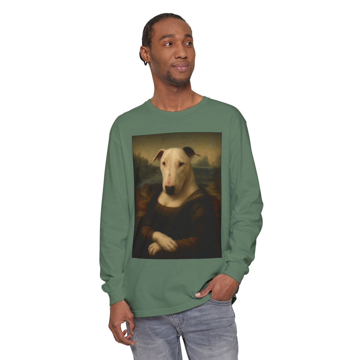 Bull Terrier Mona Lisa — after Leonardo da Vinci, c.1503 | Long Sleeve