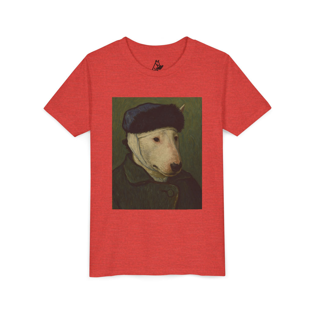 Bull Terrier Self-Portrait with Bandaged Ear — after Vincent van Gogh, 1889 | Youth Tee