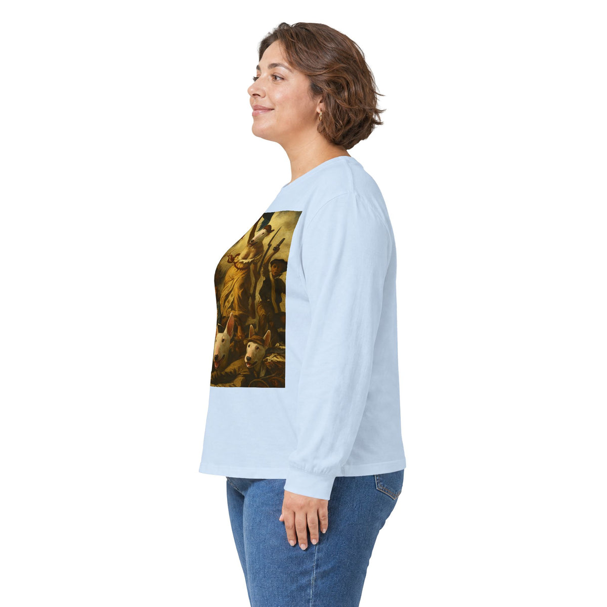 Bull Terrier Liberty Leading The People — after Eugene Delacroix, 1830 | Long Sleeve