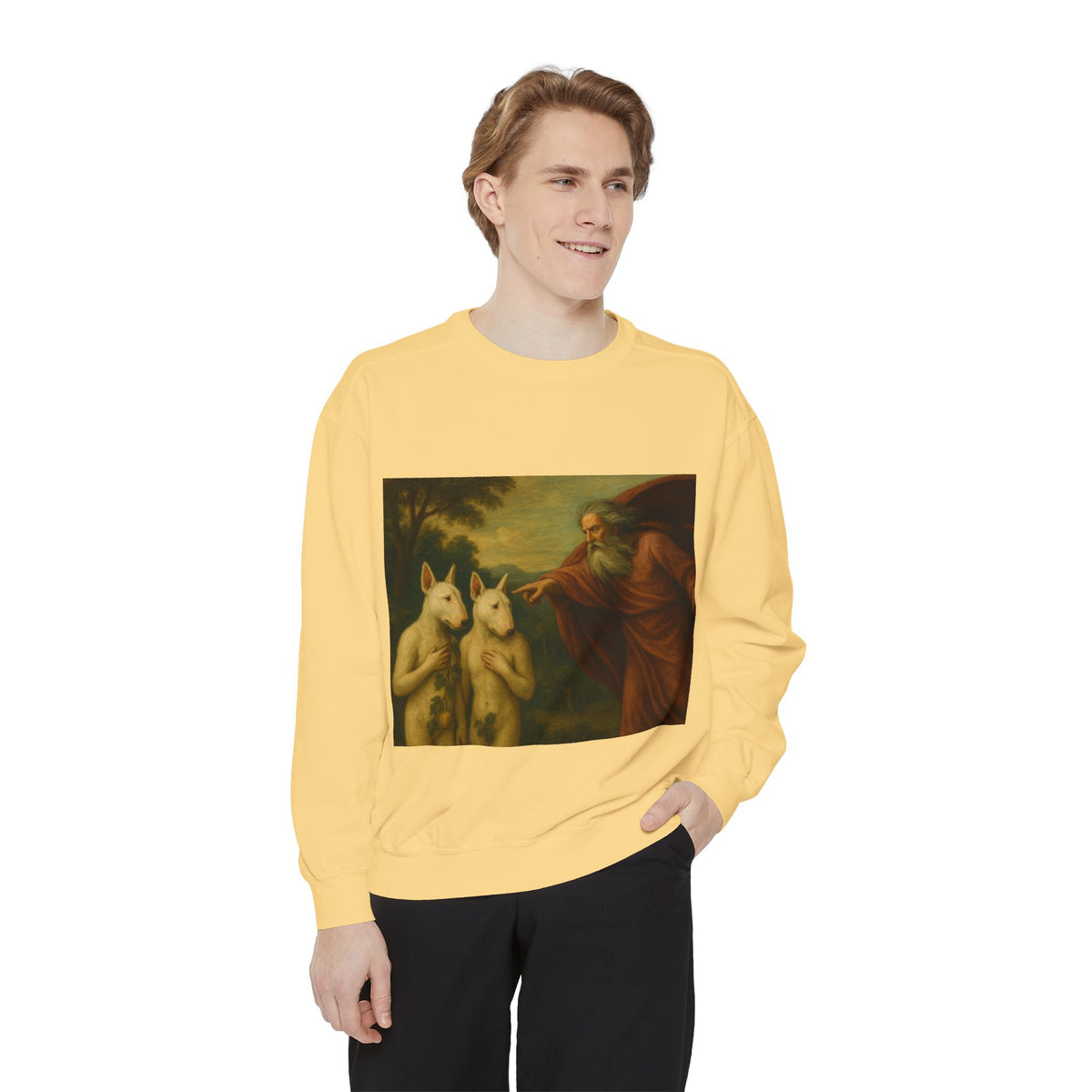 Bull Terrier The Rebuke of Adam and Eve — after Domenichino, 1626 | Crewneck