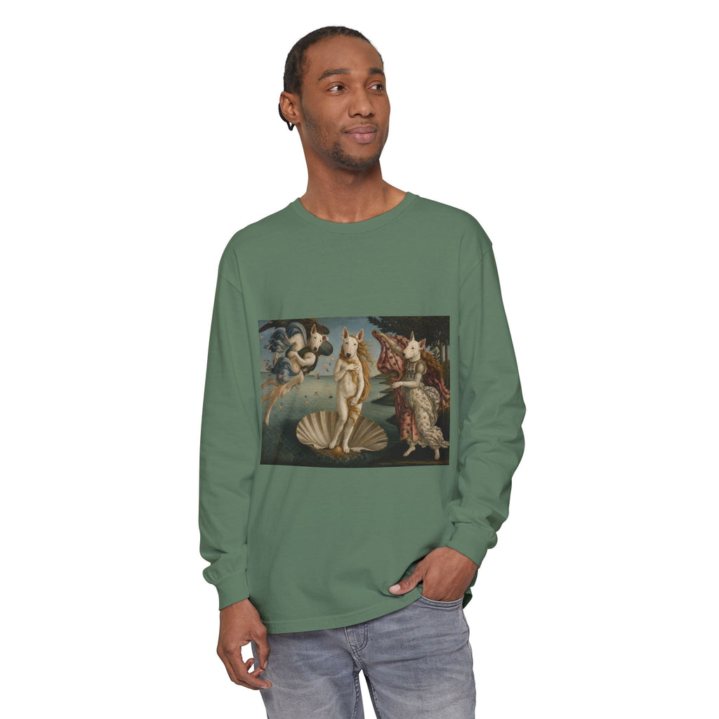 Bull Terrier The Birth of Venus — after Sandro Botticelli, c.1485 | Long Sleeve