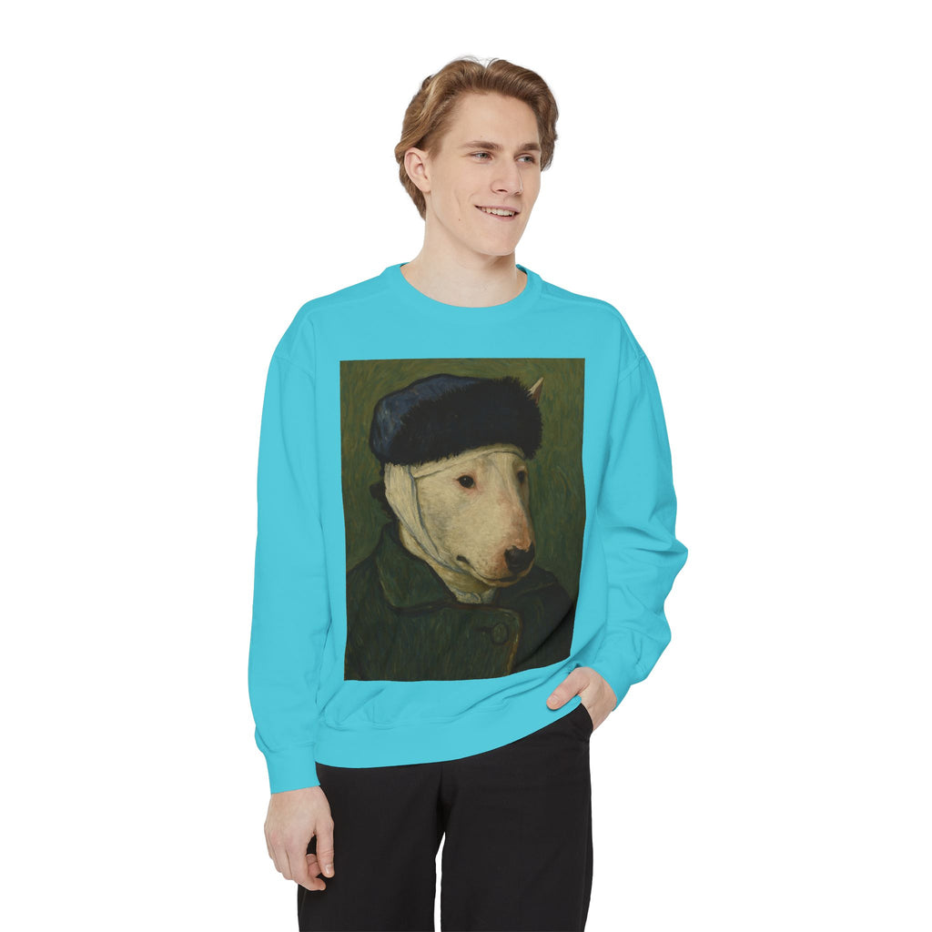Bull Terrier Self-Portrait with Bandaged Ear — after Vincent van Gogh, 1889 | Crewneck