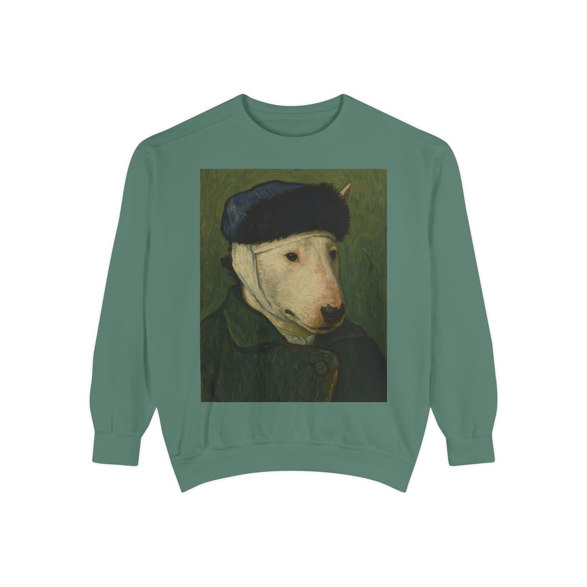 Bull Terrier Self-Portrait with Bandaged Ear — after Vincent van Gogh, 1889 | Crewneck