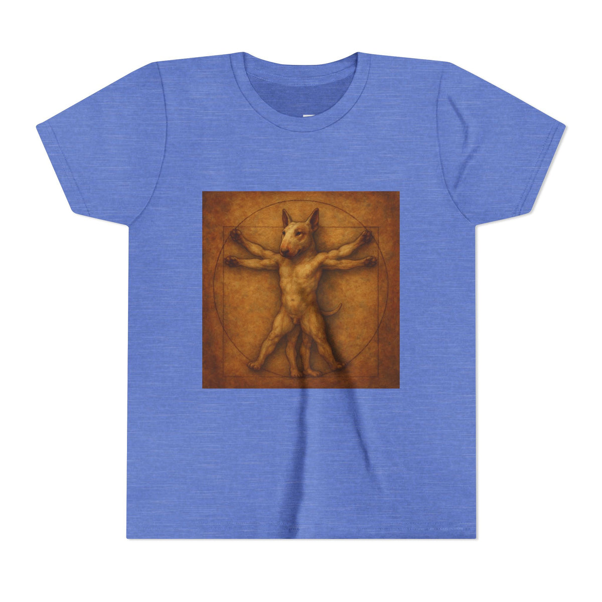 Bull Terrier Vitruvian Man — after Leonardo da Vinci, c.1490 | Youth Tee