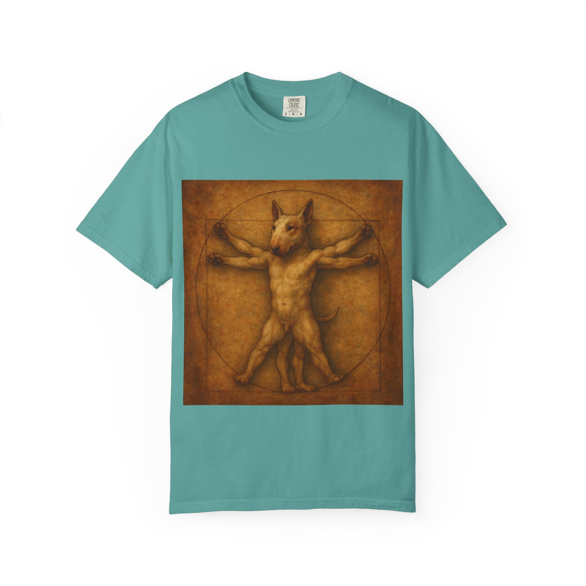 Bull Terrier Vitruvian Man — after Leonardo da Vinci, c.1490 | Garment-Dyed Tee
