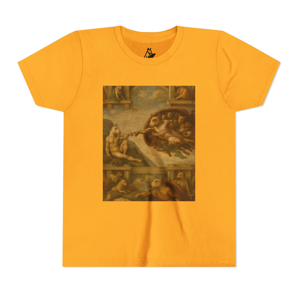 Bull Terrier The Creation of Adam — after Michelangelo, 1512 | Youth Tee