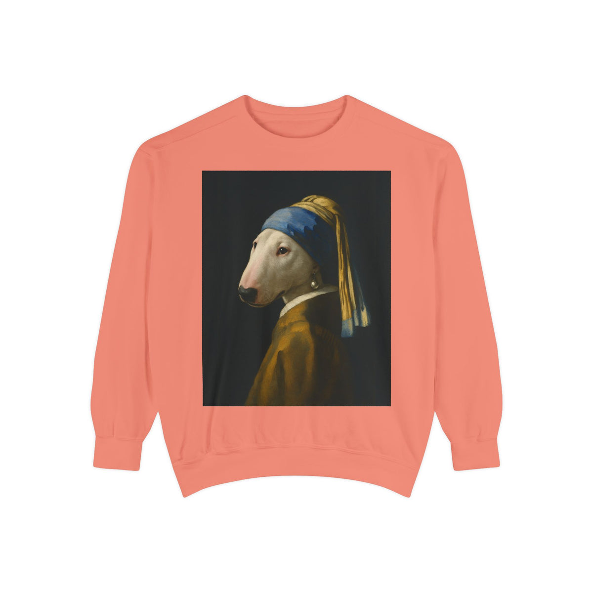 Bull Terrier Girl with a Pearl Earring — after Johannes Vermeer, c.1665 | Crewneck
