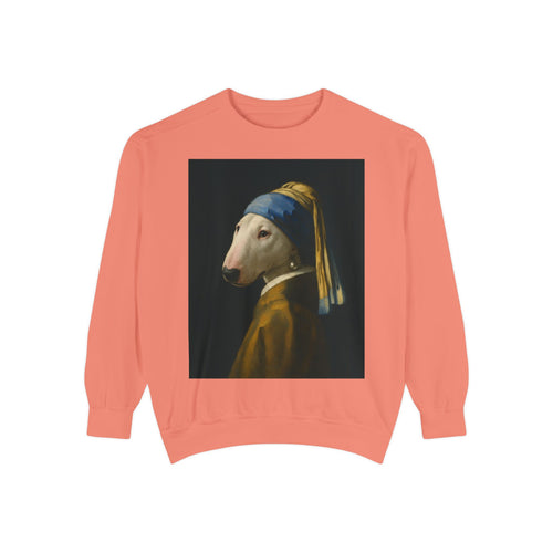 Bull Terrier Girl with a Pearl Earring — after Johannes Vermeer, c.1665 | Crewneck