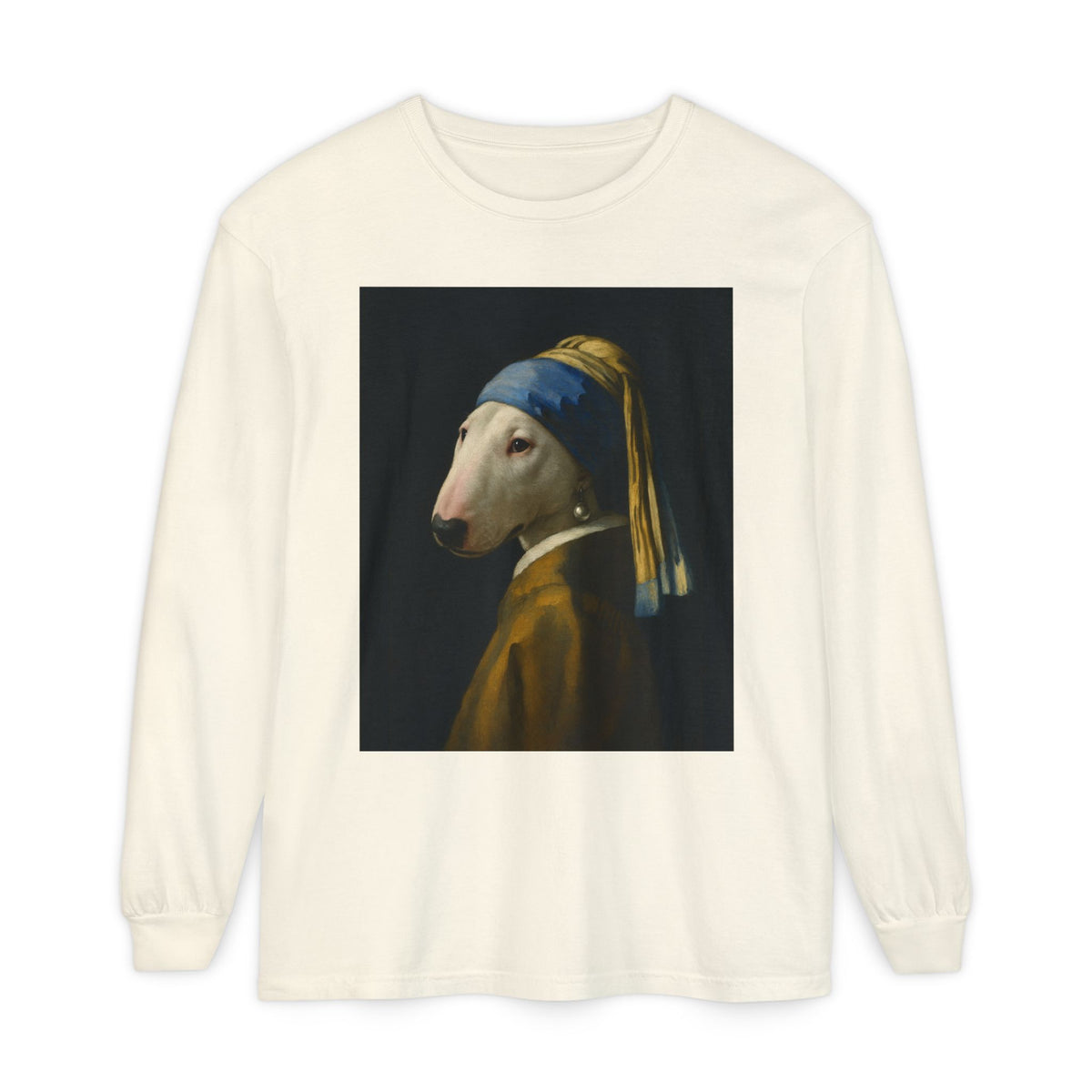 Bull Terrier Girl with a Pearl Earring — after Johannes Vermeer, c.1665 | Long Sleeve