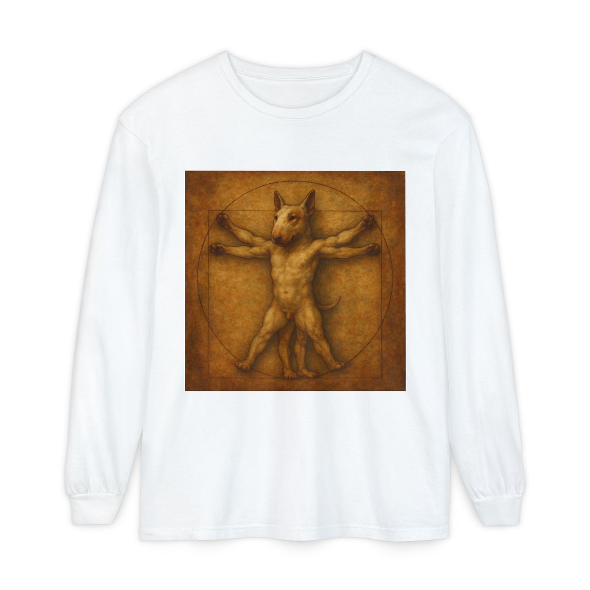 Bull Terrier Vitruvian Man — after Leonardo da Vinci, c.1490 | Long Sleeve