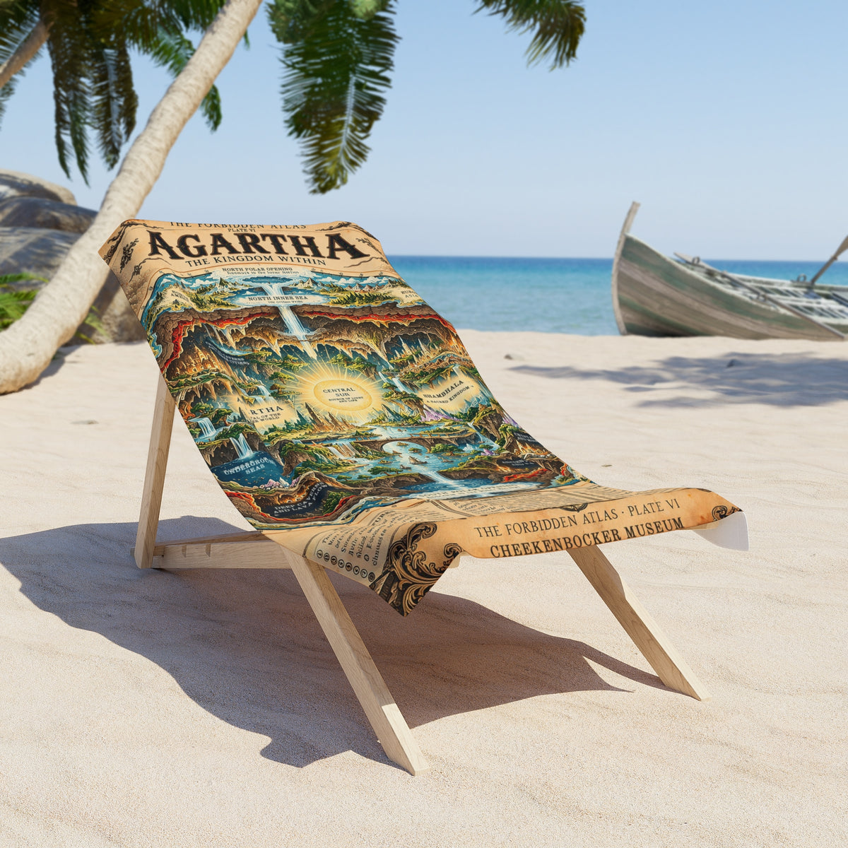 Agartha, The Forbidden Atlas Plate VI | Beach Towel