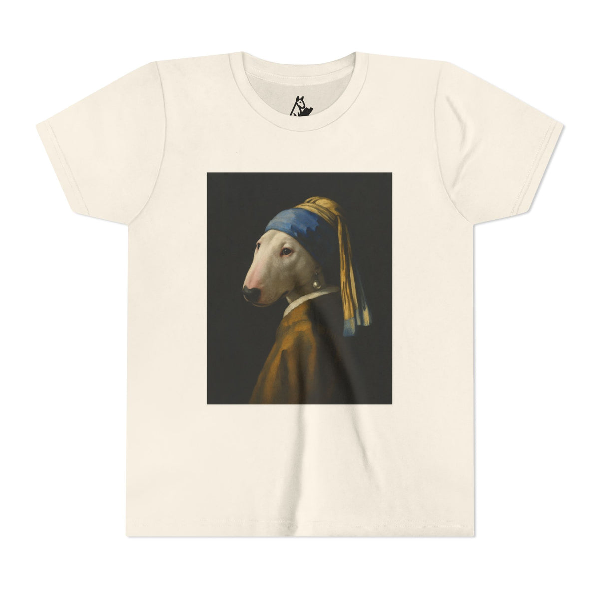 Bull Terrier Girl with a Pearl Earring — after Johannes Vermeer, c.1665 | Youth Tee
