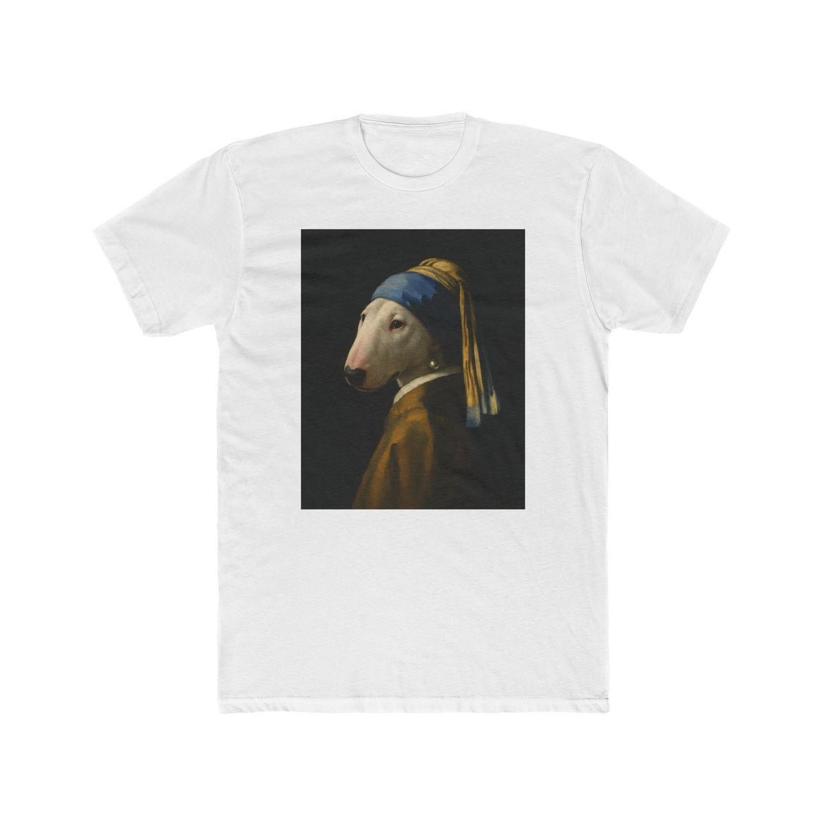 Bull Terrier Girl With A Pearl Earring — after Johannes Vermeer, c.1665 | Tee