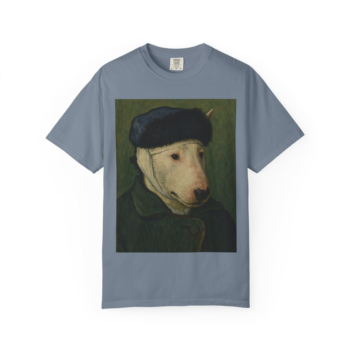 Bull Terrier Self-Portrait with Bandaged Ear — after Vincent van Gogh, 1889 | Garment-Dyed Tee
