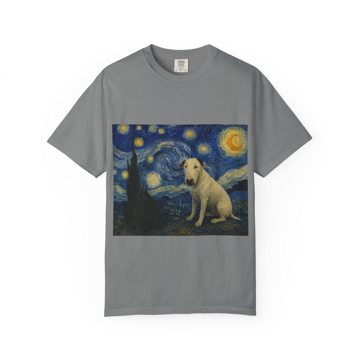 Bull Terrier The Starry Night — after Vincent van Gogh, 1889 | Garment-Dyed Tee