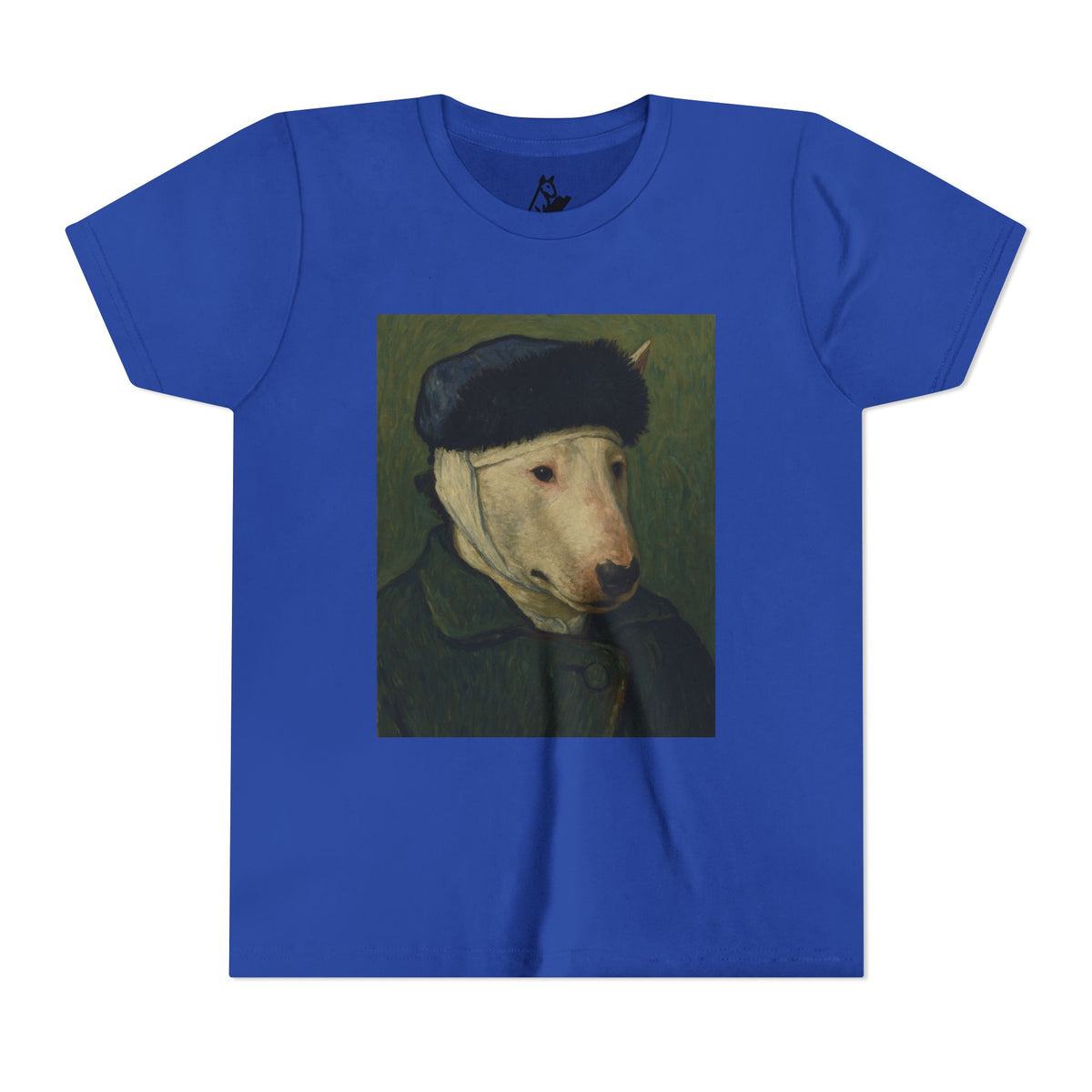 Bull Terrier Self-Portrait with Bandaged Ear — after Vincent van Gogh, 1889 | Youth Tee