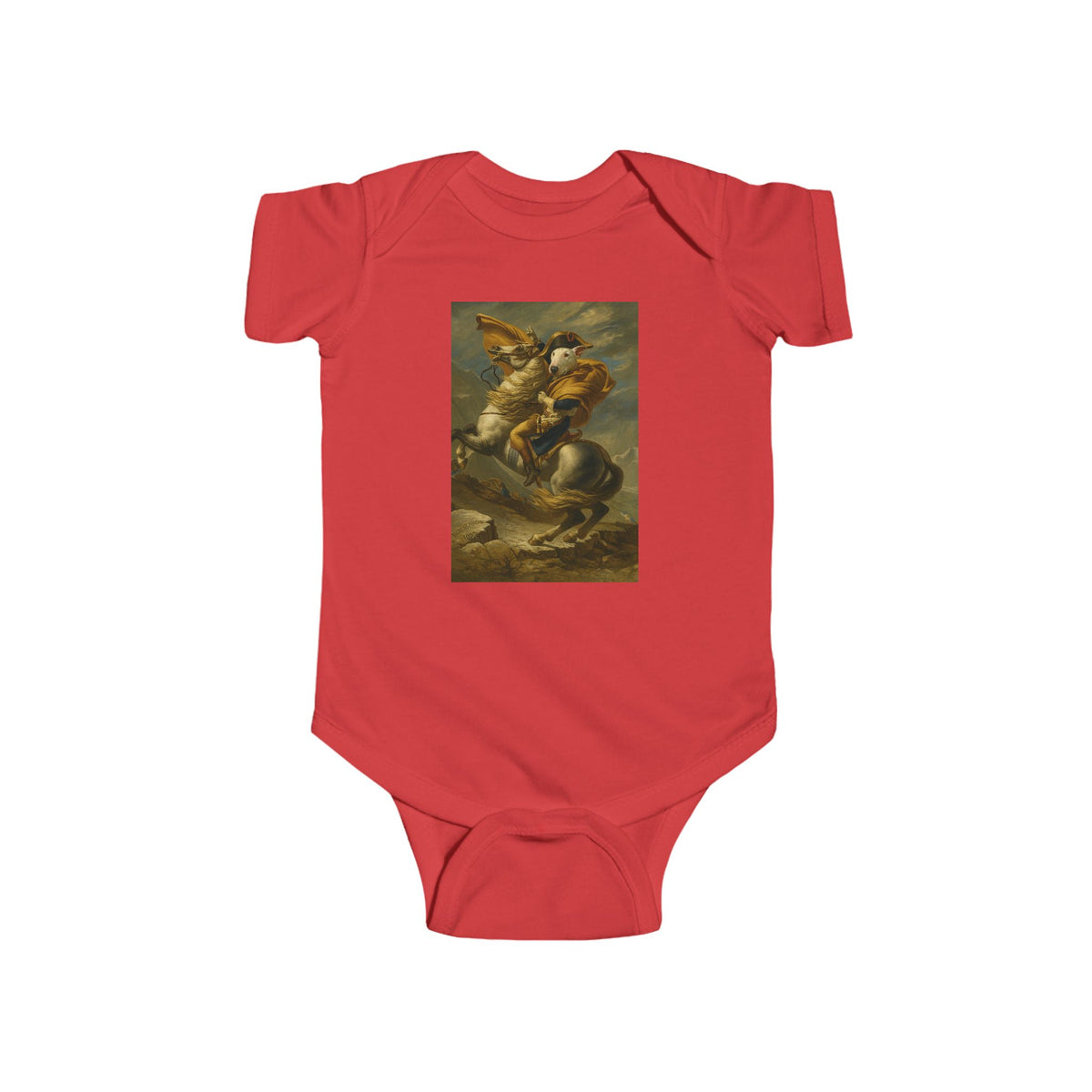 Bull Terrier Napoleon Crossing the Alps — after Jacques-Louis David, 1801 | Bodysuit