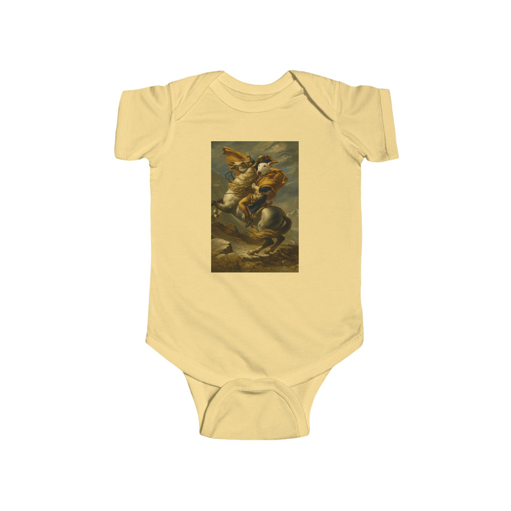 Bull Terrier Napoleon Crossing the Alps — after Jacques-Louis David, 1801 | Bodysuit
