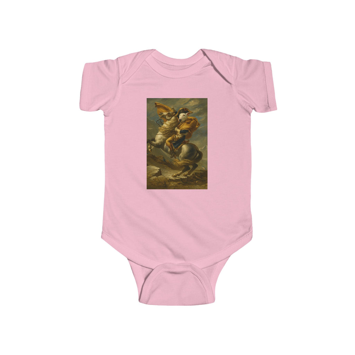 Bull Terrier Napoleon Crossing the Alps — after Jacques-Louis David, 1801 | Bodysuit