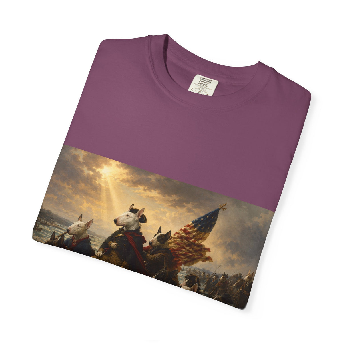 Bull Terrier Washington Crossing the Delaware — after Emanuel Leutze, 1851 | Garment-Dyed Tee