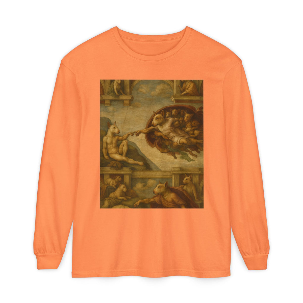 Bull Terrier The Creation of Adam — after Michelangelo, 1512 | Long Sleeve