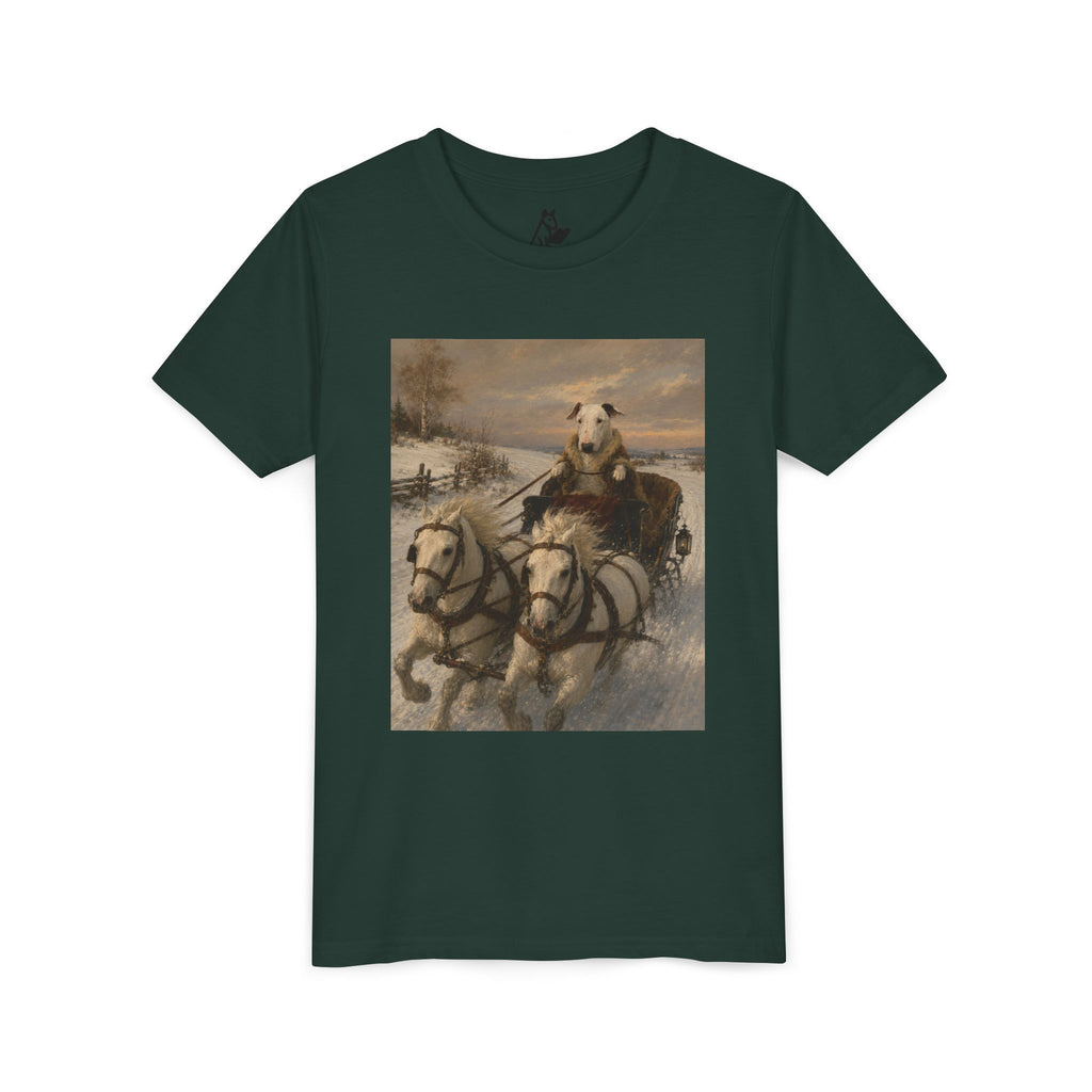 Bull Terrier Sleigh Ride — after Alfred Wierusz-Kowalski, c.1890 | Youth Tee