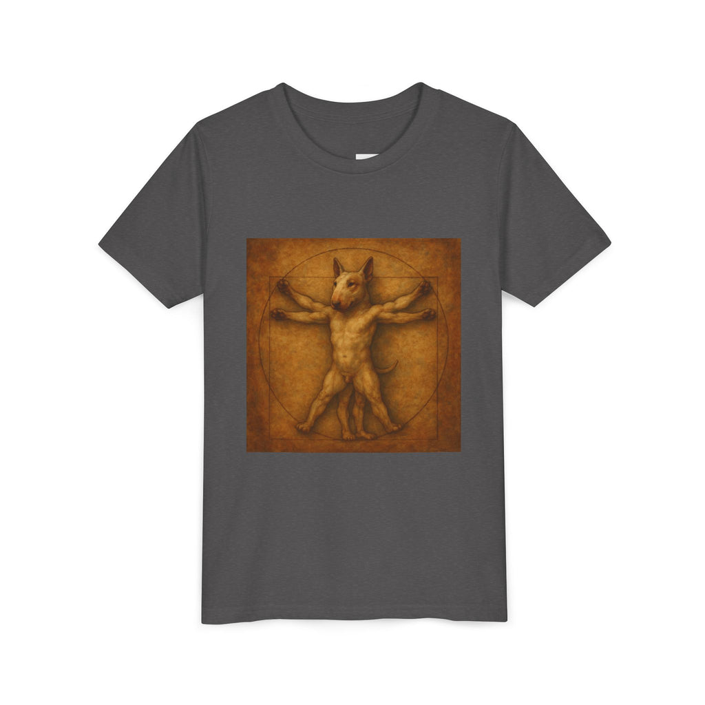 Bull Terrier Vitruvian Man — after Leonardo da Vinci, c.1490 | Youth Tee
