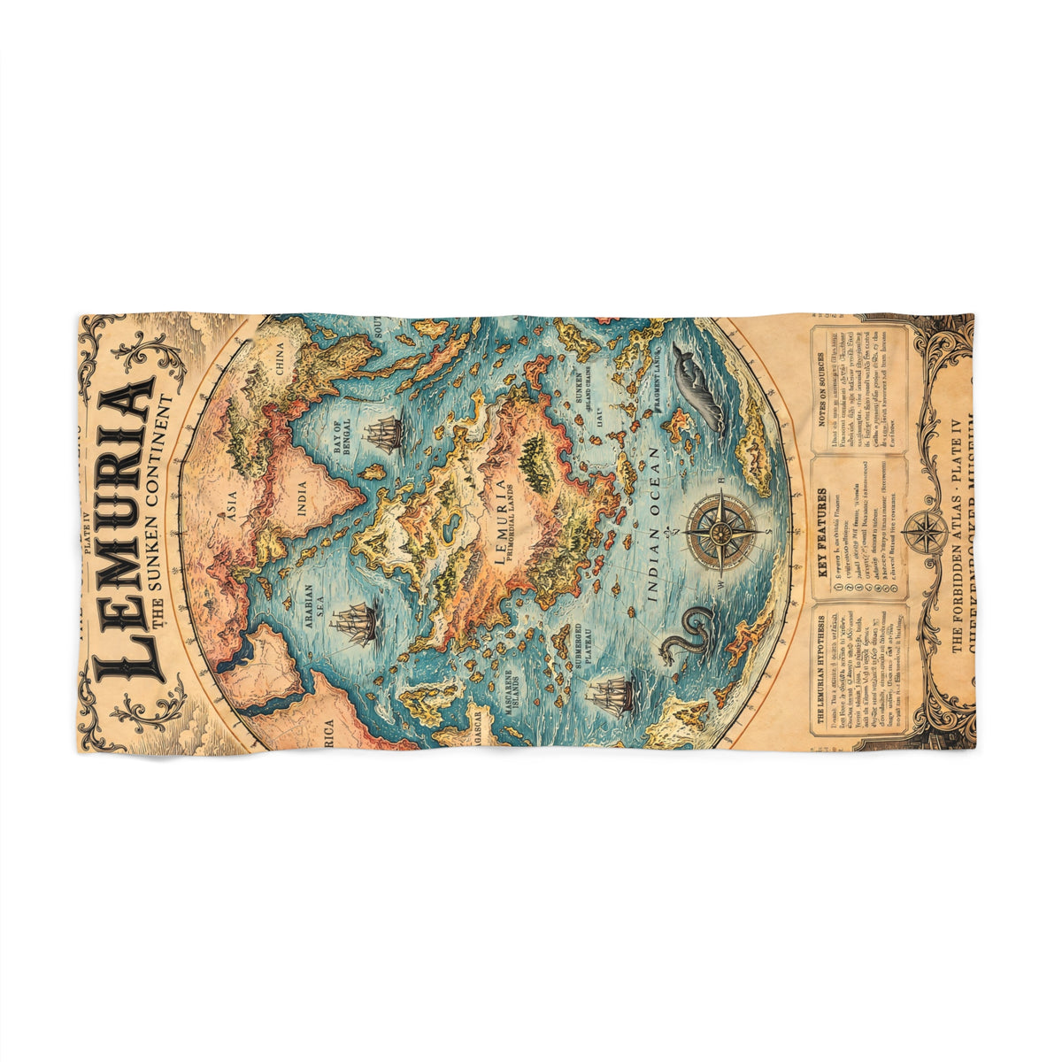 Lemuria, The Forbidden Atlas Plate IV | Beach Towel