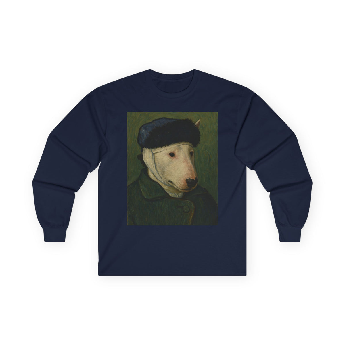 Bull Terrier Self Portrait Bandaged Ear — after Vincent van Gogh, 1889 | Long Sleeve