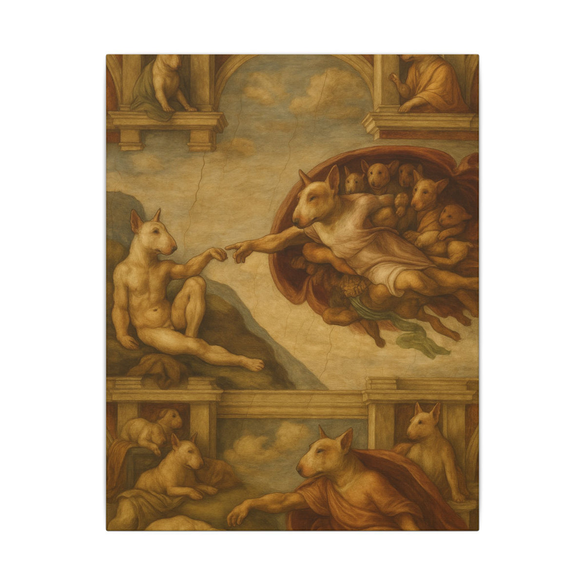 Bull Terrier The Creation of Adam — after Michelangelo, 1512 | Canvas
