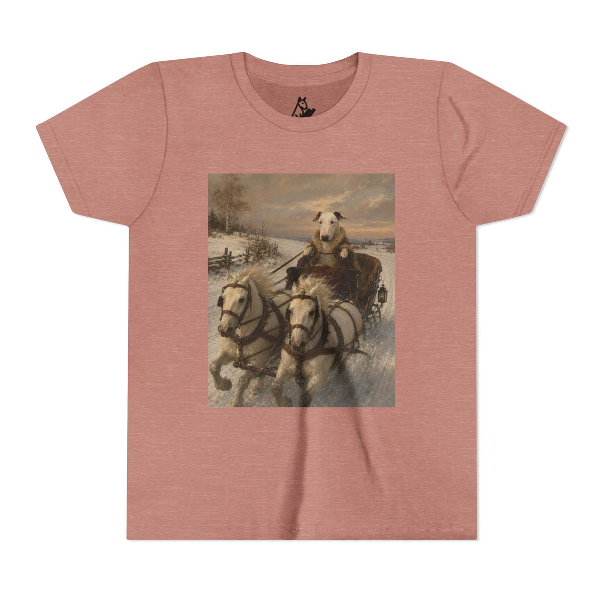 Bull Terrier Sleigh Ride — after Alfred Wierusz-Kowalski, c.1890 | Youth Tee
