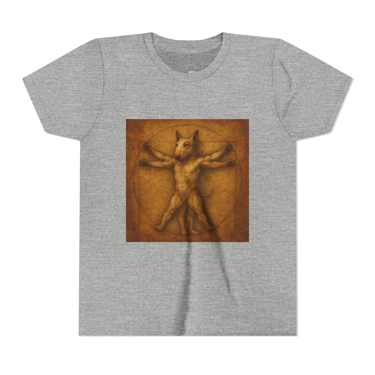 Bull Terrier Vitruvian Man — after Leonardo da Vinci, c.1490 | Youth Tee