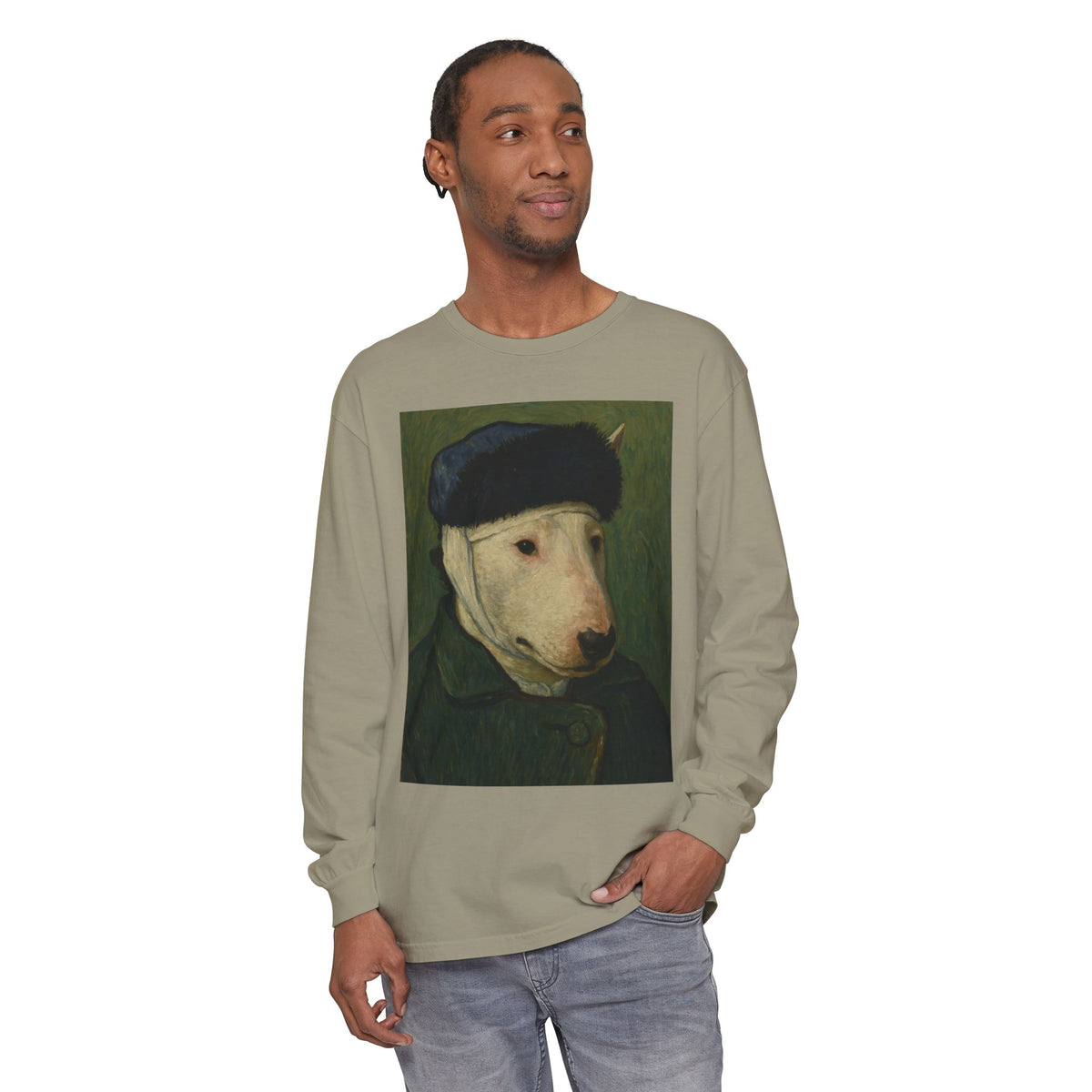 Bull Terrier Self-Portrait with Bandaged Ear — after Vincent van Gogh, 1889 | Long Sleeve