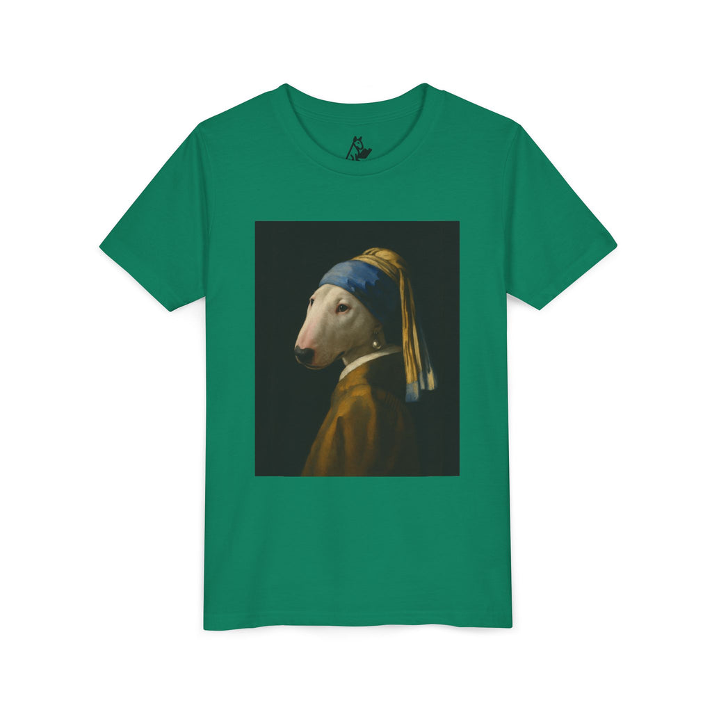 Bull Terrier Girl with a Pearl Earring — after Johannes Vermeer, c.1665 | Youth Tee