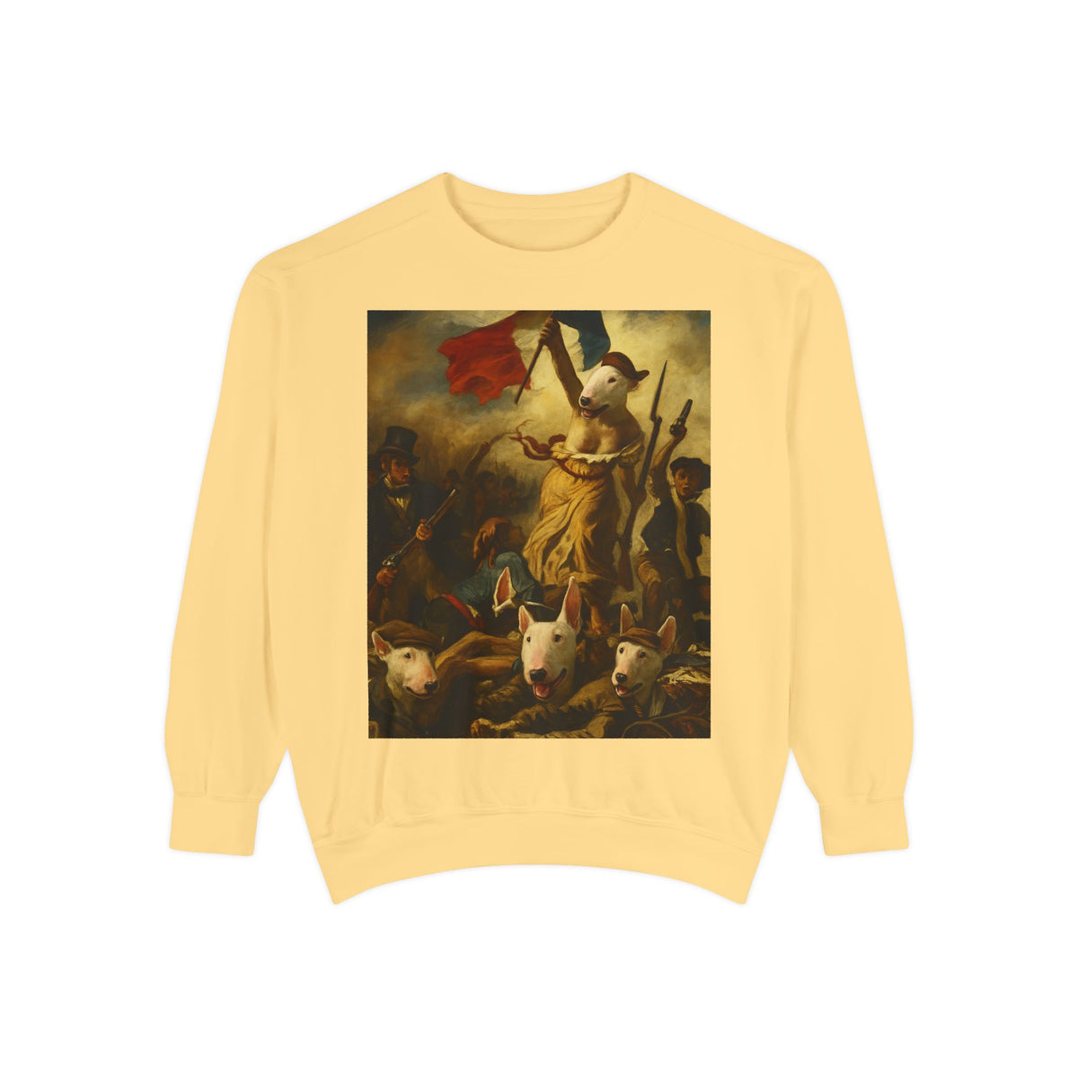 Bull Terrier Liberty Leading the People — after Eugene Delacroix, 1830 | Crewneck