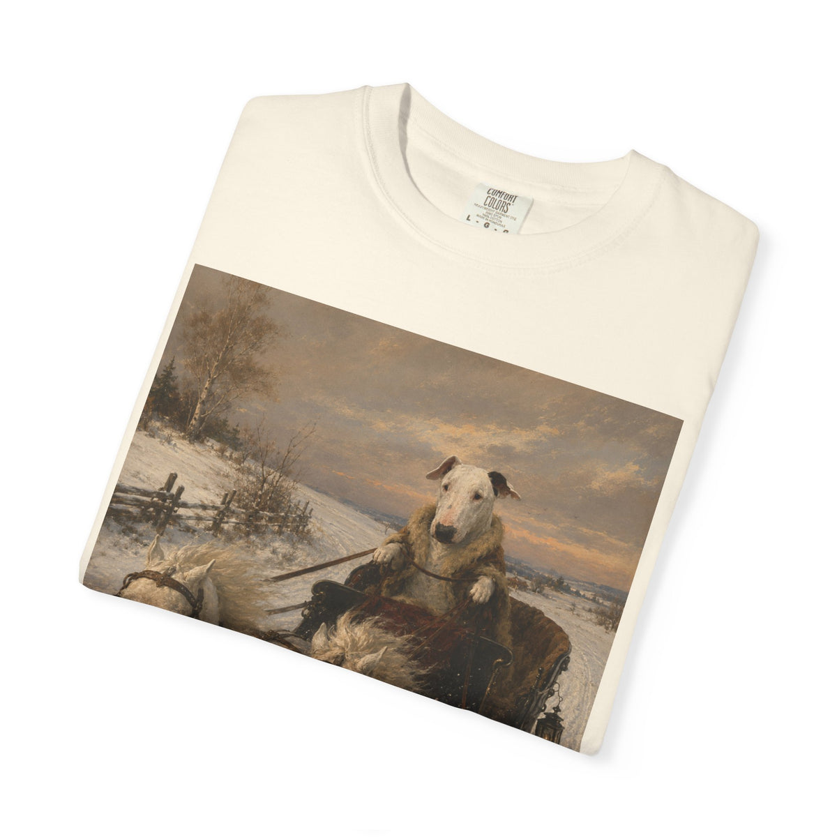 Bull Terrier Sleigh Ride — after Alfred Wierusz-Kowalski, c.1890 | Garment-Dyed Tee