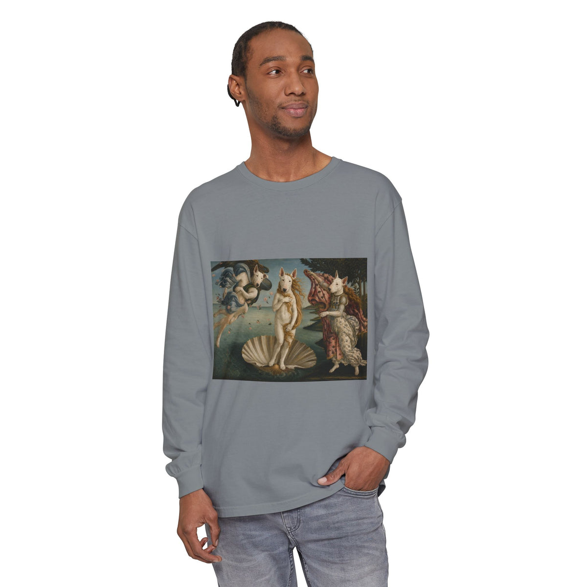 Bull Terrier The Birth of Venus — after Sandro Botticelli, c.1485 | Long Sleeve