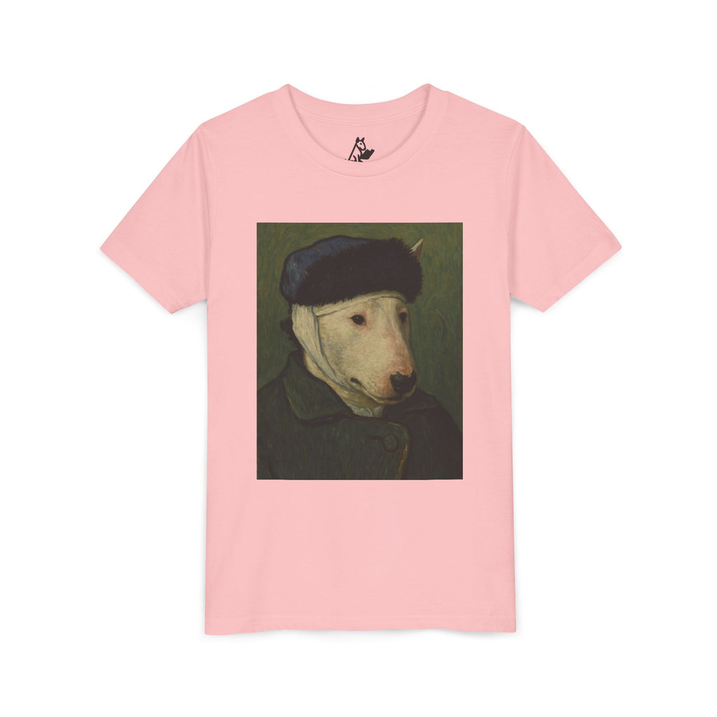 Bull Terrier Self-Portrait with Bandaged Ear — after Vincent van Gogh, 1889 | Youth Tee