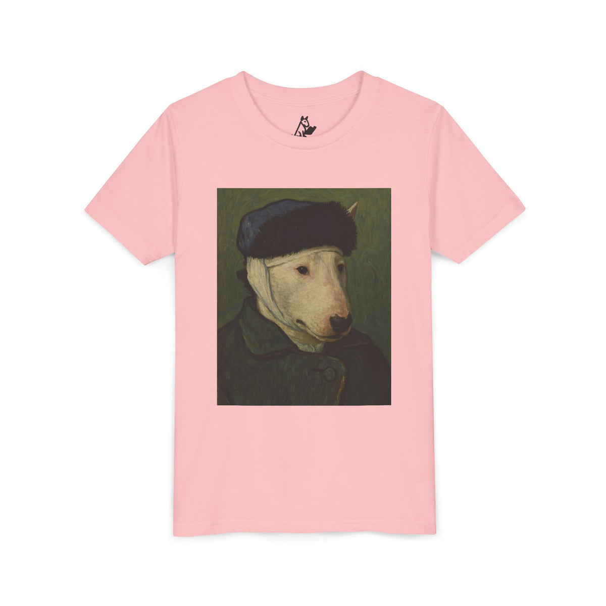 Bull Terrier Self-Portrait with Bandaged Ear — after Vincent van Gogh, 1889 | Youth Tee