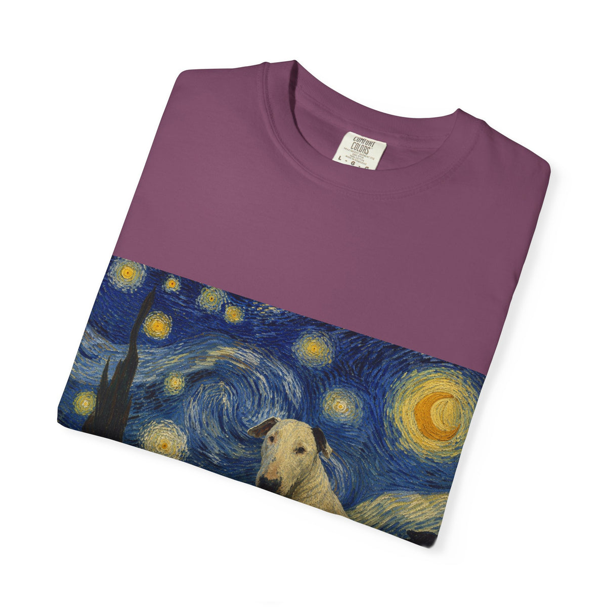 Bull Terrier The Starry Night — after Vincent van Gogh, 1889 | Garment-Dyed Tee