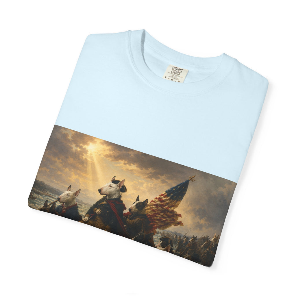 Bull Terrier Washington Crossing the Delaware — after Emanuel Leutze, 1851 | Garment-Dyed Tee